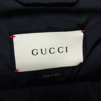 Gucci Down Jacket Snake Patch Zip Up Hooded Navy