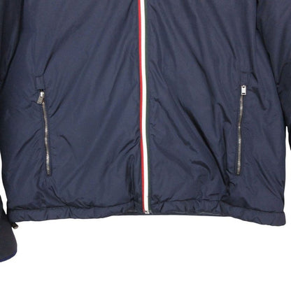 Gucci Down Jacket Snake Patch Zip Up Hooded Navy