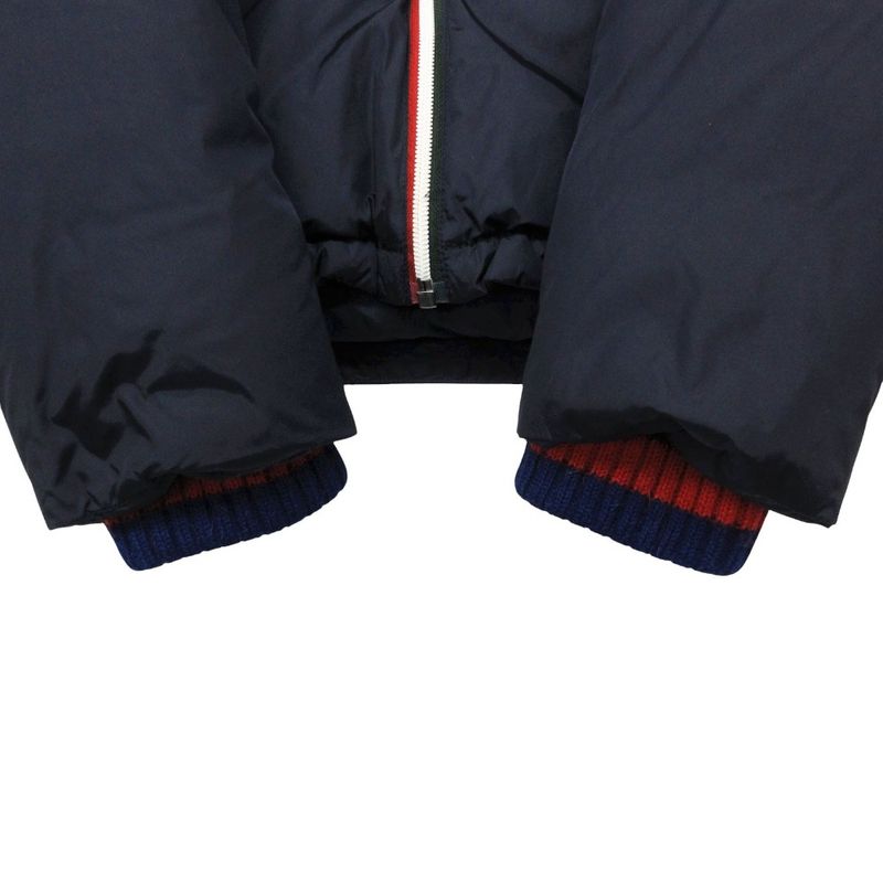 Gucci Down Jacket Snake Patch Zip Up Hooded Navy