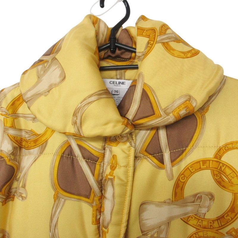 Celine Vintage Horse Tack Print Batting Coat Yellow