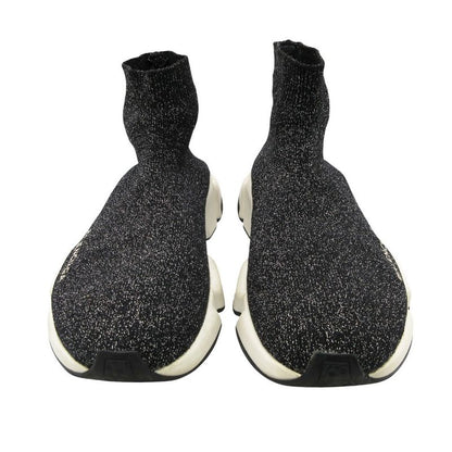 Balenciaga Sneakers Speed Sweatshirt Lame Knit Shoes 37 Black 23.5 cm