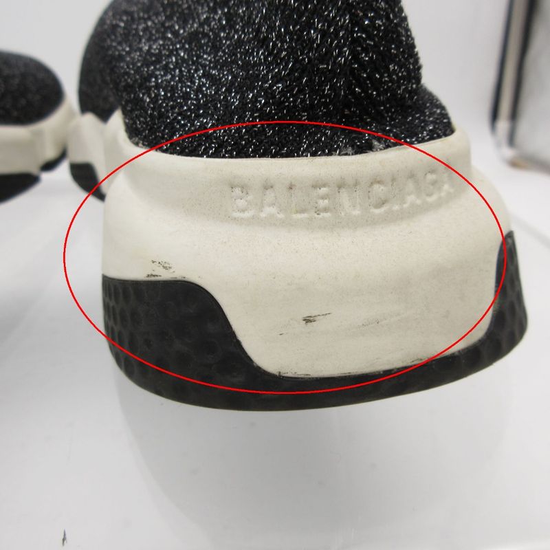 Balenciaga Sneakers Speed Sweatshirt Lame Knit Shoes 37 Black 23.5 cm