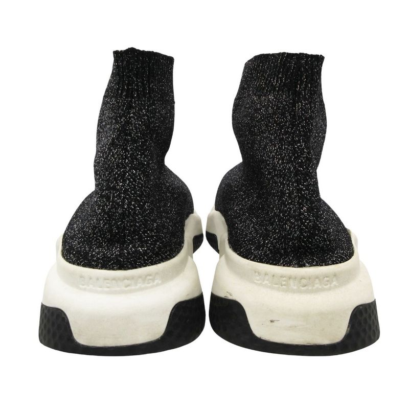 Balenciaga Sneakers Speed Sweatshirt Lame Knit Shoes 37 Black 23.5 cm