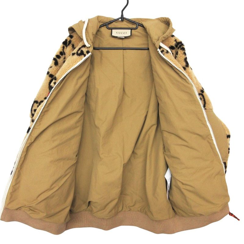 Gucci Jacket Maxi GG Wool Jersey Zip Up Bomber Beige