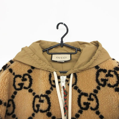 Gucci Jacket Maxi GG Wool Jersey Zip Up Bomber Beige