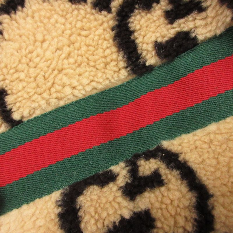 Gucci Jacket Maxi GG Wool Jersey Zip Up Bomber Beige