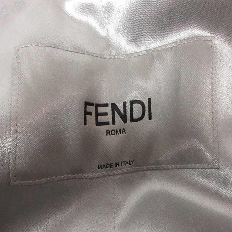 Fendi Skirt Midi Length Side Zip Logo Back Slit Gray