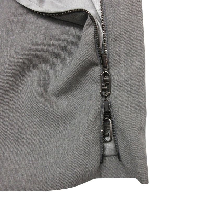 Fendi Skirt Midi Length Side Zip Logo Back Slit Gray
