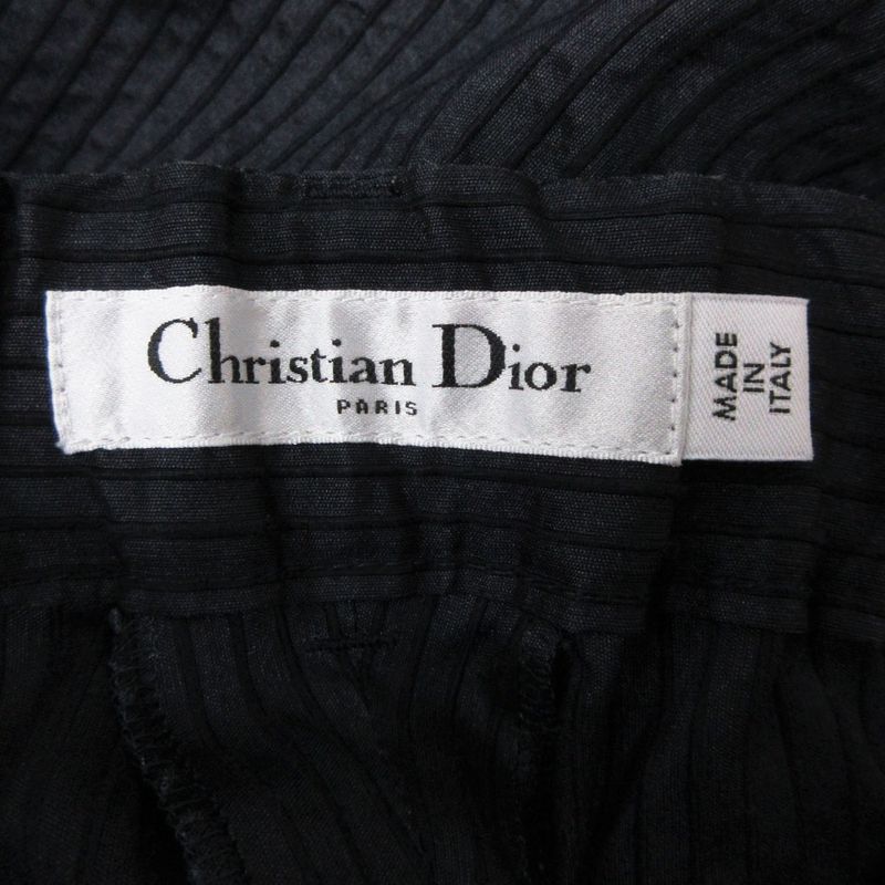 Dior Pants Silk Cotton Striped Pattern Wide Navy