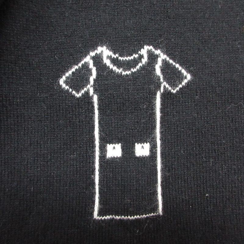 Chanel Scarf Cashmere Ribbon CC Logo Charm Shirt Motif 26 204 cm Black