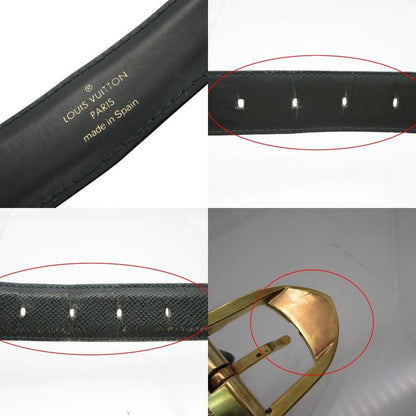 Louis Vuitton Belt Ceinture Classic Taiga Gold Silver Dark Green 110 44