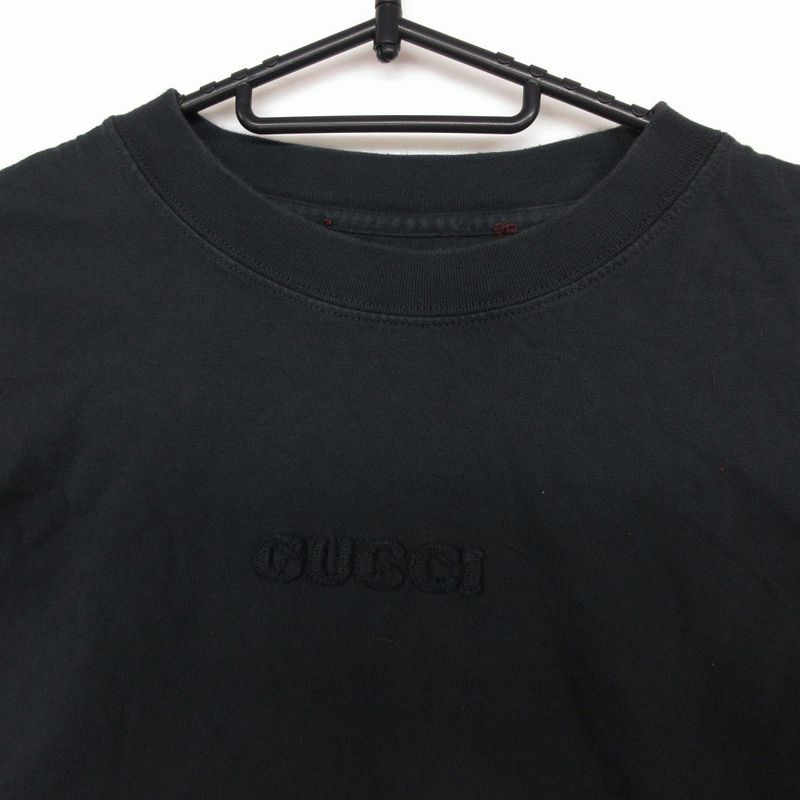 Gucci Short Sleeve T-Shirt Embroidered Cotton Jersey Logo Top Gray