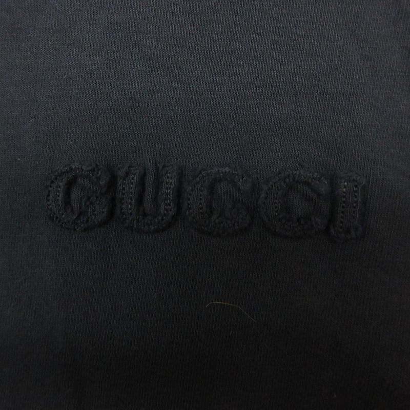Gucci Short Sleeve T-Shirt Embroidered Cotton Jersey Logo Top Gray