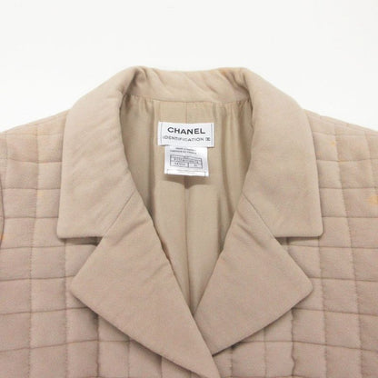 Chanel Tailored Jacket Chocolate Bar Short Sleeve Quilted Beige