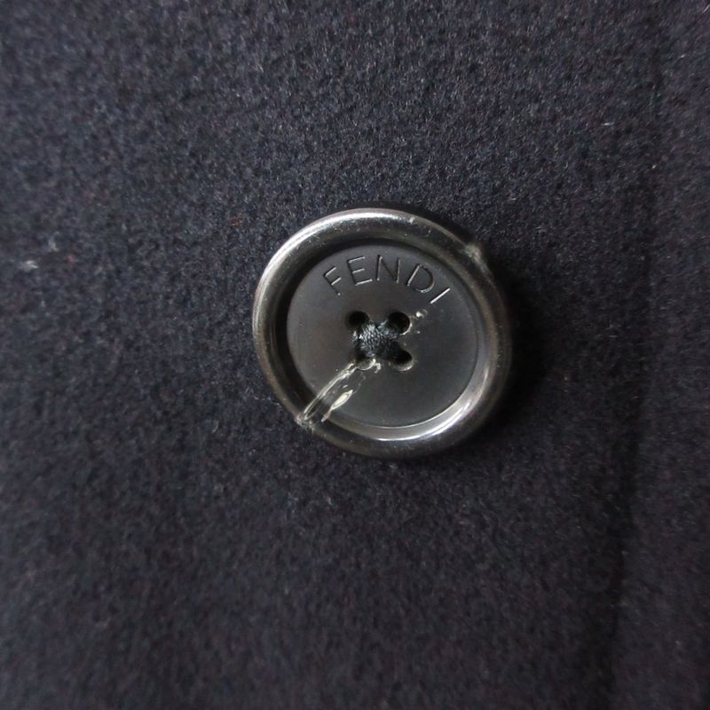 Fendi Duffel Coat Melton Wool Knee Length Long Black