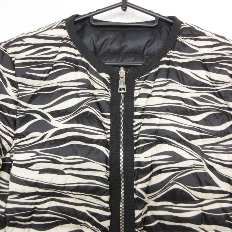 Moncler Down Jacket Miel Giubbotto Reversible Zip Up Zebra Pattern Black