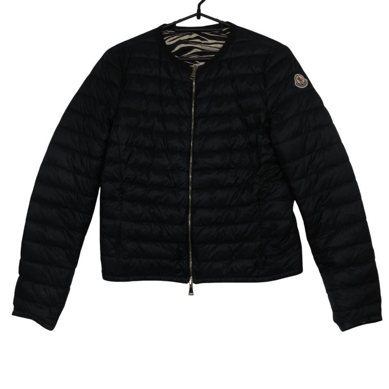 Moncler Down Jacket Miel Giubbotto Reversible Zip Up Zebra Pattern Black