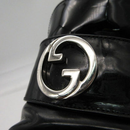 Gucci Loafers Interlocking Patent Leather Shoes Black 9