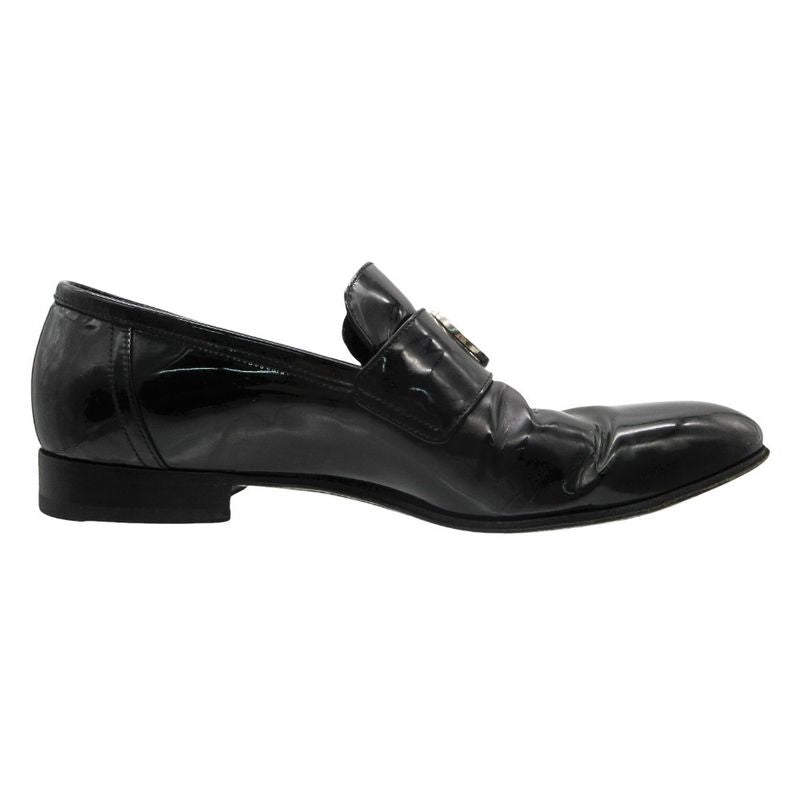 Gucci Loafers Interlocking Patent Leather Shoes Black 9