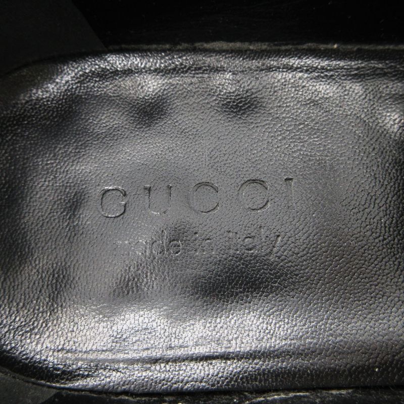 Gucci Loafers Interlocking Patent Leather Shoes Black 9