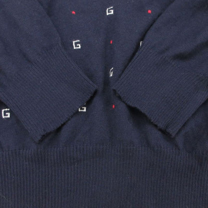 Gucci Knit Glogo All Over Pattern Sweater Neck Lightweight Wool Long Sleeve