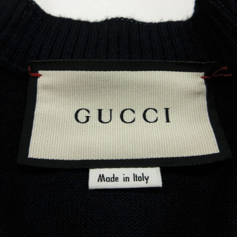 Gucci Knit Glogo All Over Pattern Sweater Neck Lightweight Wool Long Sleeve