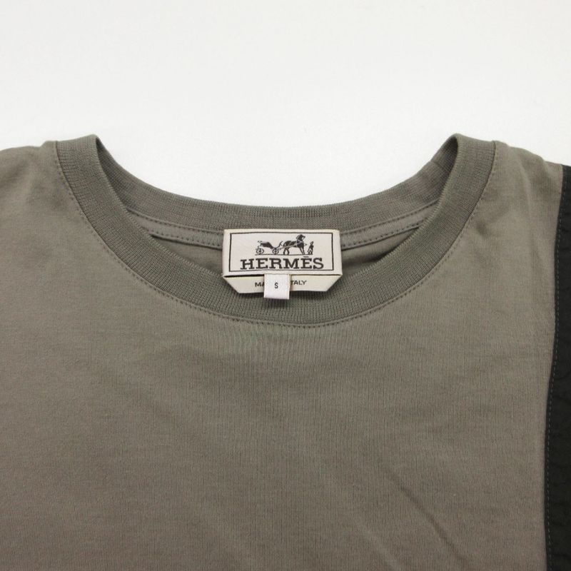 Hermes Short Sleeve T-Shirt Onde Colore Pullover Top Khaki Sweater