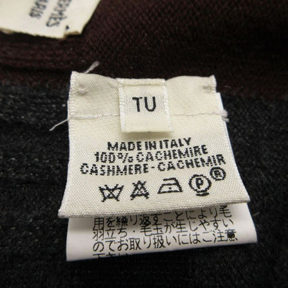 Hermes Knit Cap le Mer Era Cashmere Jacquard Border Beanie Hat Charcoal Legre