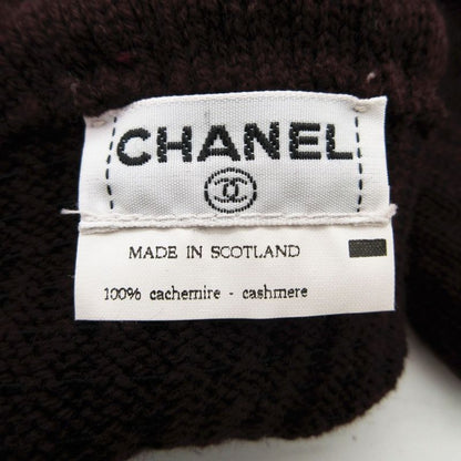 Chanel Gloves Cashmere CC Logo Knit Long Dark Brown