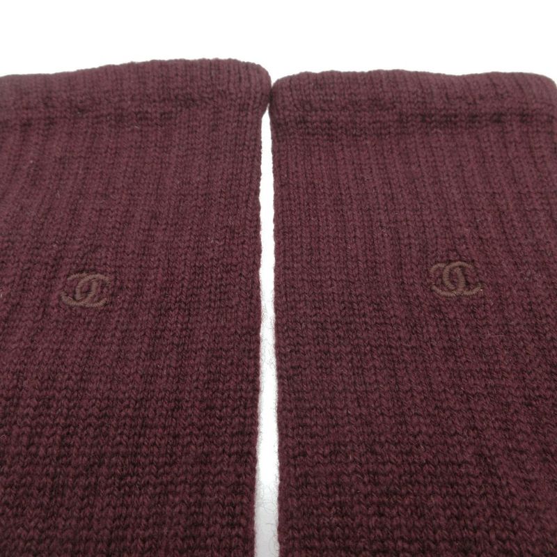 Chanel Gloves Cashmere CC Logo Knit Long Dark Brown