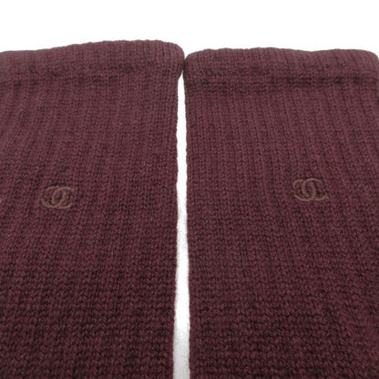 Chanel Gloves Cashmere CC Logo Knit Long Dark Brown