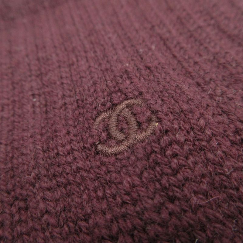 Chanel Gloves Cashmere CC Logo Knit Long Dark Brown