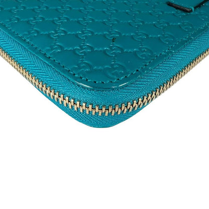 Gucci Microshima Zip Around Wallet GG Pattern Blue
