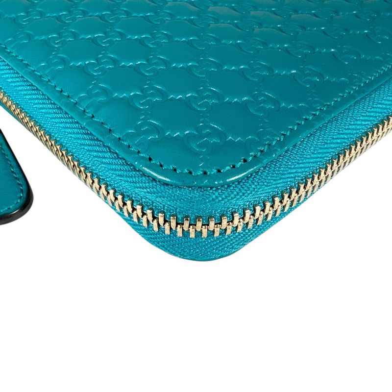 Gucci Microshima Zip Around Wallet GG Pattern Blue