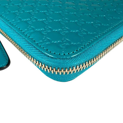 Gucci Microshima Zip Around Wallet GG Pattern Blue