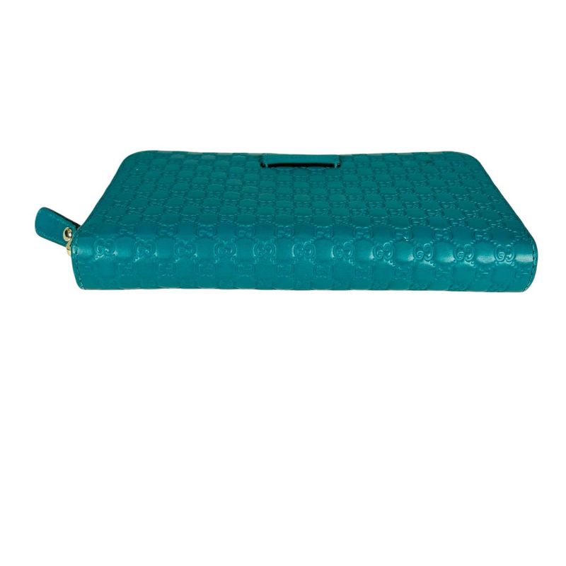 Gucci Microshima Zip Around Wallet GG Pattern Blue