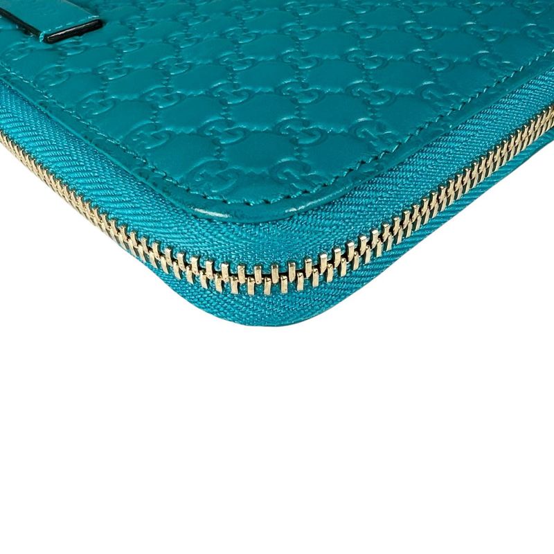 Gucci Microshima Zip Around Wallet GG Pattern Blue