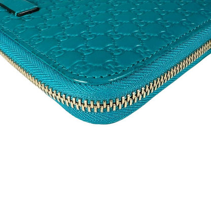 Gucci Microshima Zip Around Wallet GG Pattern Blue