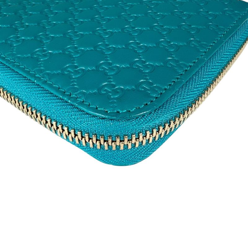 Gucci Microshima Zip Around Wallet GG Pattern Blue