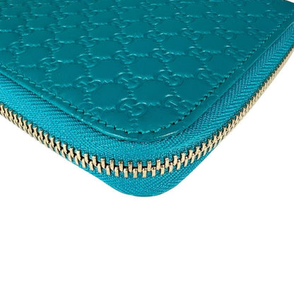 Gucci Microshima Zip Around Wallet GG Pattern Blue