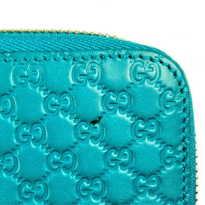 Gucci Microshima Zip Around Wallet GG Pattern Blue