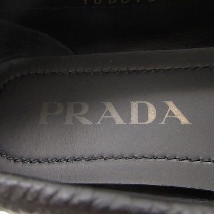 Prada Loafers Logo Gold Ribbon Driving Shoes Black 36