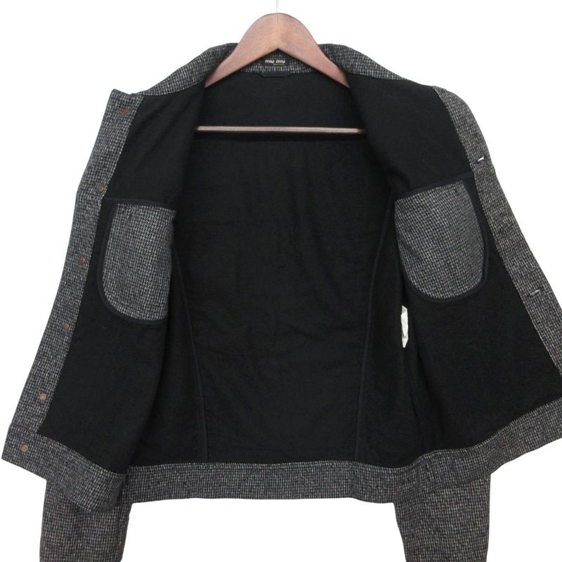 Miu Miu Vintage Archive Jacket Tracker Y2k Houndstooth Pattern Gray