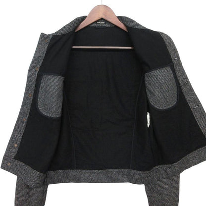 Miu Miu Vintage Archive Jacket Tracker Y2k Houndstooth Pattern Gray