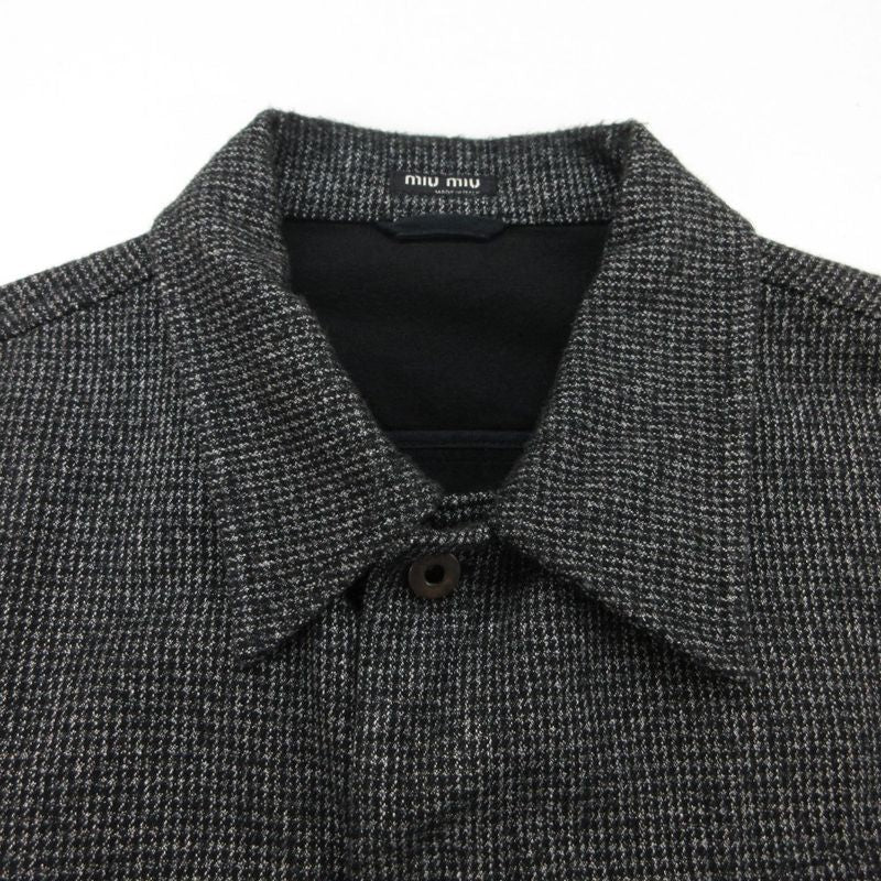 Miu Miu Vintage Archive Jacket Tracker Y2k Houndstooth Pattern Gray
