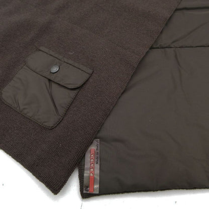 Prada Sports Scarf Nylon Wool Contrast Pocket Rubber Logo Brown