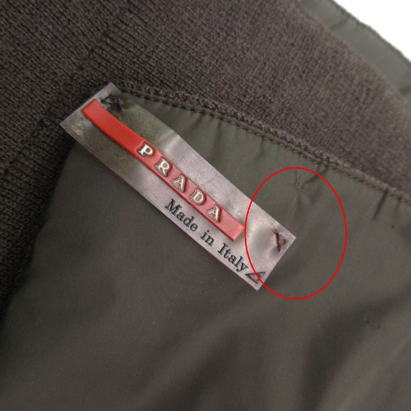 Prada Sports Scarf Nylon Wool Contrast Pocket Rubber Logo Brown