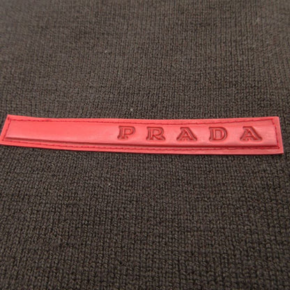 Prada Sports Scarf Nylon Wool Contrast Pocket Rubber Logo Brown