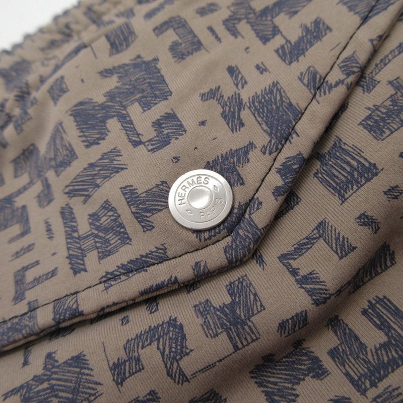 Hermes Shorts Hlogo All Over Pattern Swim Pants Gray