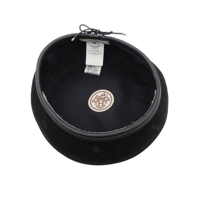 Hermes Beret Cashmere Santo Honore Charm Hat Black Keychain